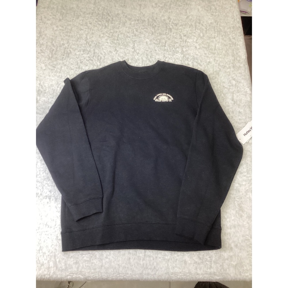 Hurley Mens Sunshine Slub Crew Sweatshirt Black Sun Graphic HHO25MMFT07251 Large